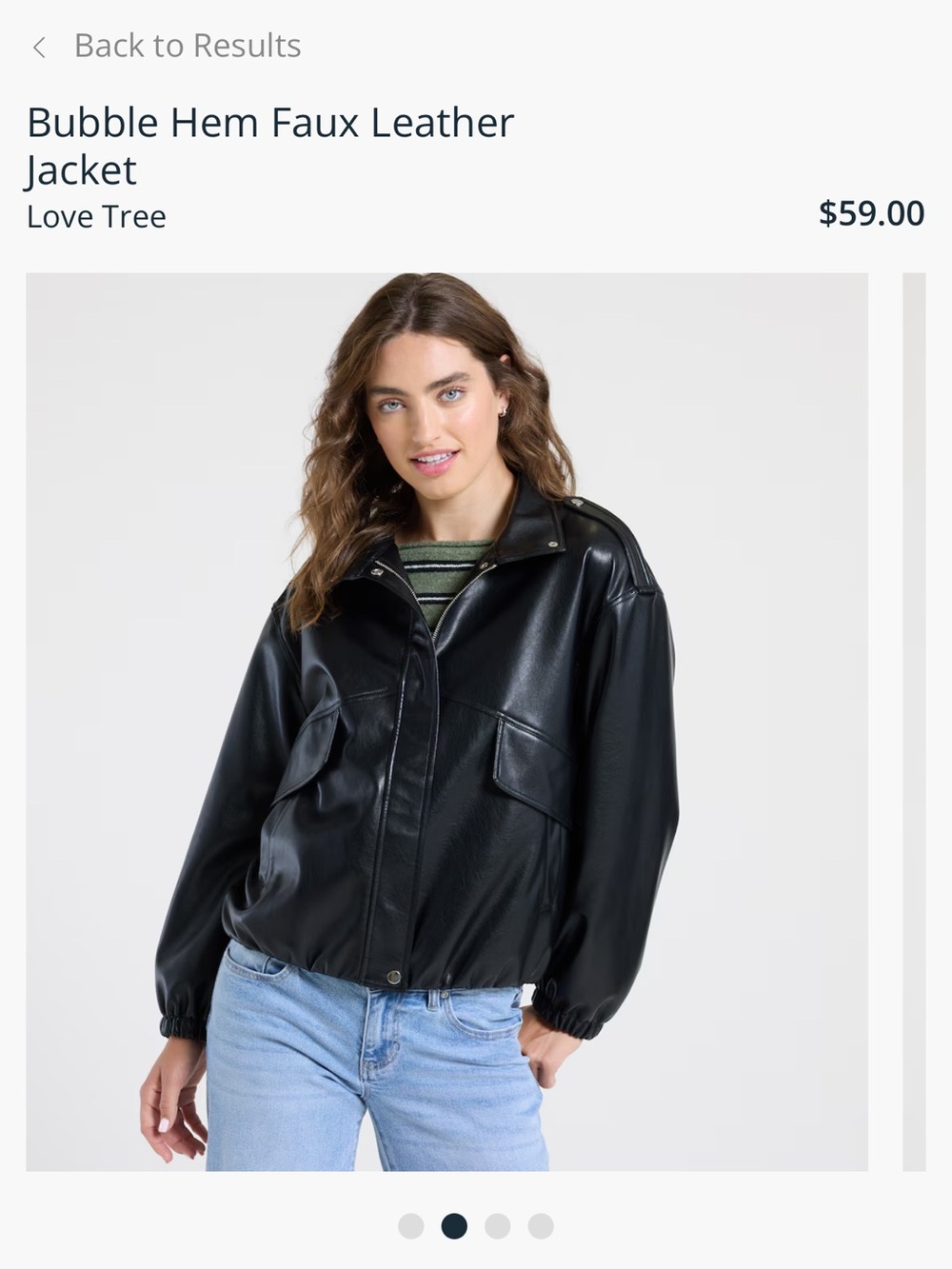 Universal Thread Black Faux Leather Bubble-Hem Jacket